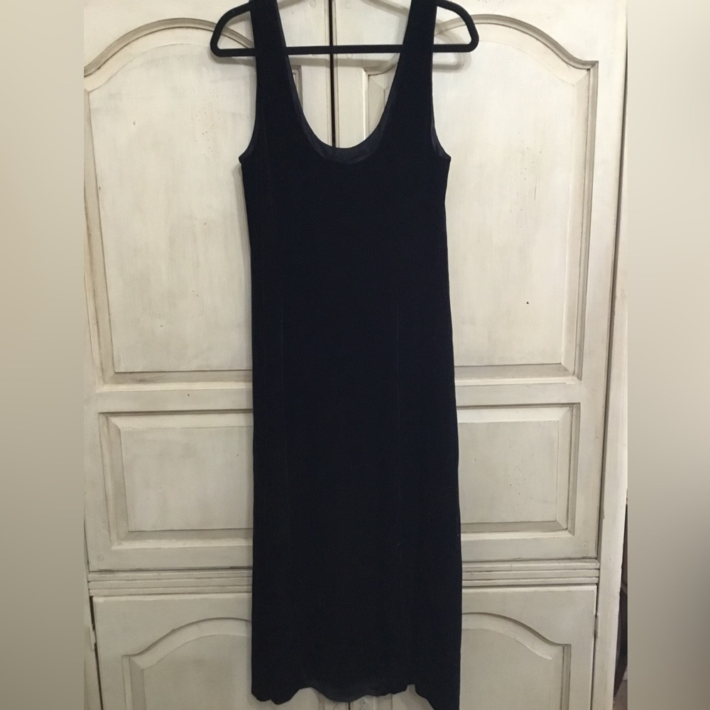 Cacique Black Velvet Maxi Dress With Side Slit EUC Size 14/16